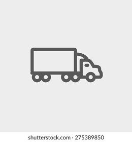Delivery car icon thin line for web and mobile, modern minimalistic flat design. Vector dark grey icon on light grey background.