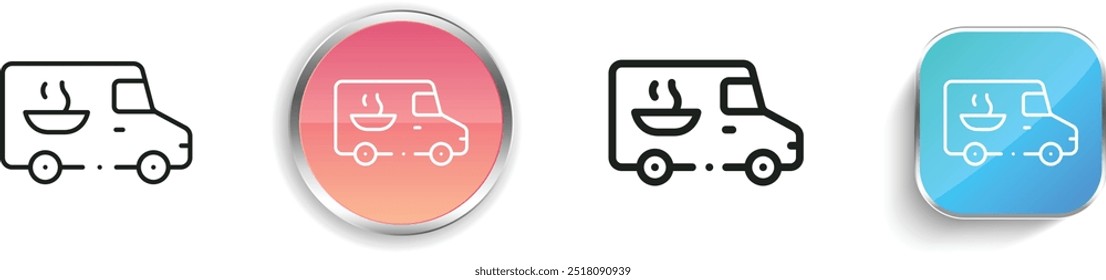 ícone do carro de entrega. Design fino, linear, regular e estilo botão isolado no fundo branco