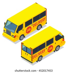 Delivery car isometric illustration.