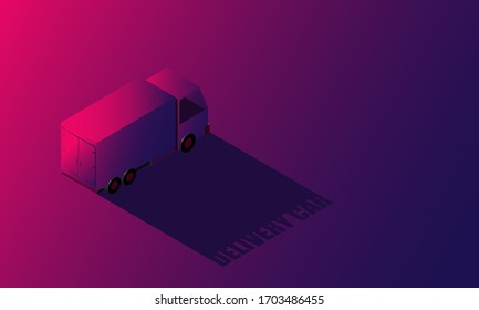 Diseño vectorial aislado isométrico del camión de entrega