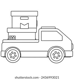 Delivery car line art. Vector illustration with e-commerce theme and line art style.