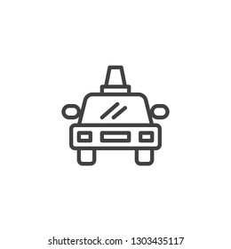 Delivery car line icon. linear style sign for mobile concept and web design. Taxi car outline vector icon. Symbol, logo illustration. Pixel perfect vector graphics