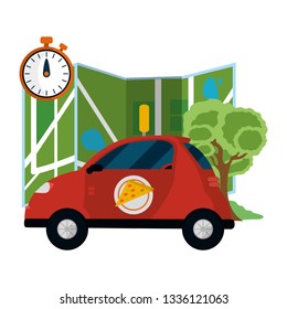 delivery car and map