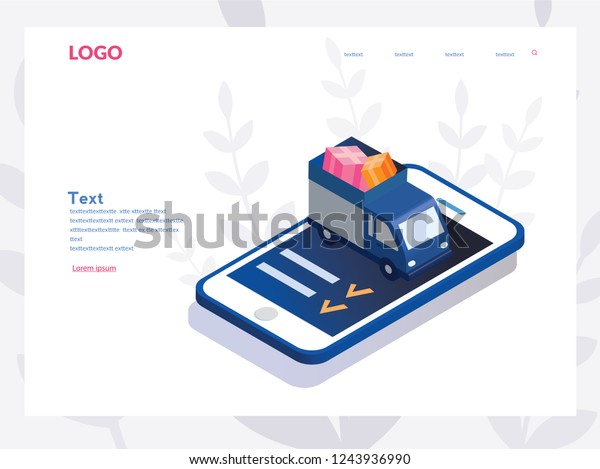 Delivery Car On Smartphone Mobile Apps Stock Vector Royalty Free 1243936990