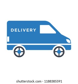 Delivery car - shopping icon vector blue