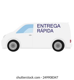 Delivery car with spanish text  fast delivery vector icon, delivery truck, delivery service 