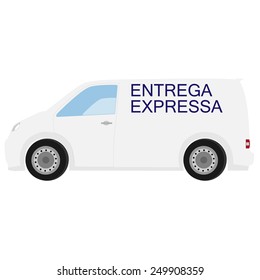 Delivery car with spanish text  fast delivery vector icon, delivery truck, delivery service 
