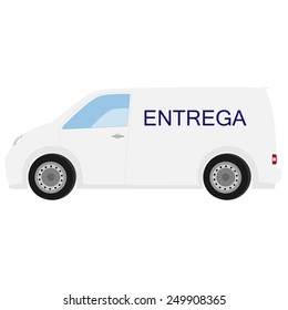 Delivery car with spanish text delivery vector icon, delivery truck, delivery service 