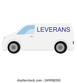 Delivery car with swedish text delivery vector icon, delivery truck, delivery service 