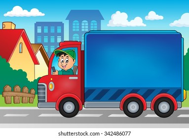 Imagen 3 del tema del coche de entrega - ilustración del vector eps10.