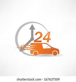 delivery car twenty-four hours a day icon