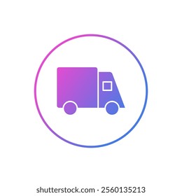 Delivery car vector icon, package delivery truck symbol flat design.