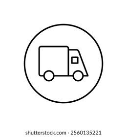 Delivery car vector icon, package delivery truck symbol flat design.
