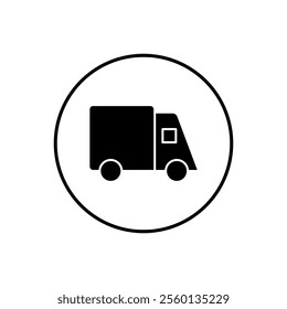 Delivery car vector icon, package delivery truck symbol flat design.