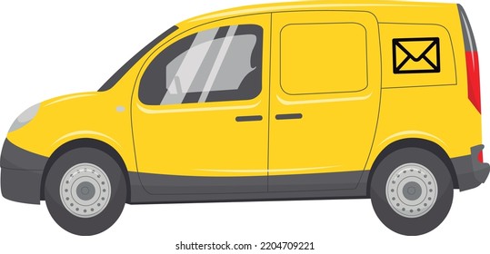Delivery car vector illustration. Isolated on white background. Side view, profile. Express delivery.