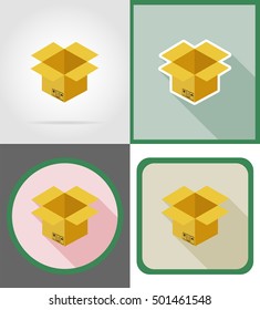 delivery cardboard box flat icons vector illustration isolated on background