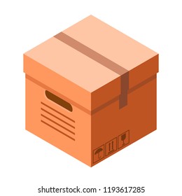 Delivery cardboard box icon. Isometric of delivery cardboard box vector icon for web design isolated on white background