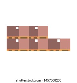 Delivery cardboard boxes pield up isolated vector illustration