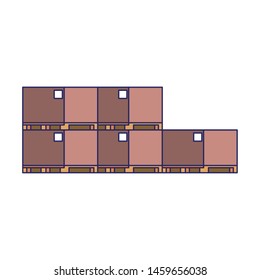 Delivery cardboard boxes pield up isolated vector illustration