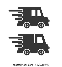 Delivery Cargo Car Icons Set on White Background. Vector