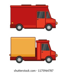 Delivery Cargo Car Set on White Background. Vector
