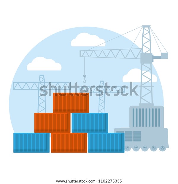 Delivery Cargo Containers Crane Object Stock Vector Royalty Free 1102275335 Shutterstock 9395