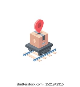 Delivery of cargo, location. Vector 3d isometric, color web icon, new flat style. Creative illustration design, idea for infographics.