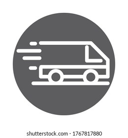 delivery cargo service logistic fast commercial truck vector illustration block style icon