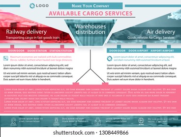 Delivery cargo services. Business template for logistics. Presentation abstract background. Available cargo serveces