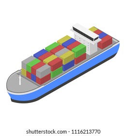 Delivery cargo ship icon. Isometric of delivery cargo ship vector icon for web design isolated on white background
