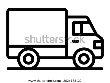 Delivery cargo truck side view. Vector illustration. Editable stroke.