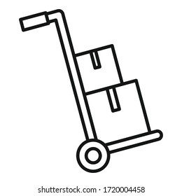 Delivery cart box icon. Outline delivery cart box vector icon for web design isolated on white background