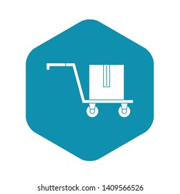 Delivery cart with box icon. Simple illustration of delivery cart with box vector icon for web