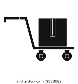 Delivery cart with box icon. Simple illustration of delivery cart with box vector icon for web