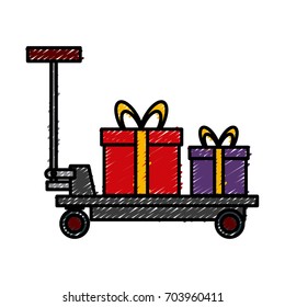 delivery cart boxes cargo logistic icon