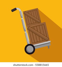 delivery cart with boxes isolated icon