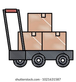 delivery cart handle with boxes