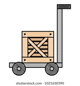 delivery cart handle with boxes wooden