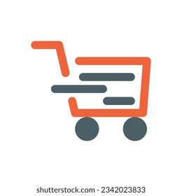 delivery cart icon flat style