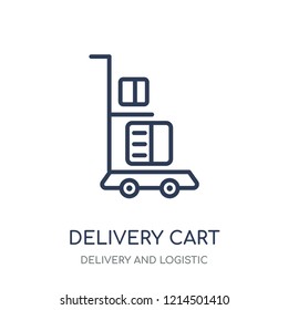 Delivery cart icon. Delivery cart linear symbol design from Delivery and logistic collection.