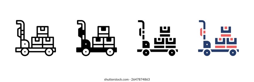 Delivery Cart icon sheet multiple style collection