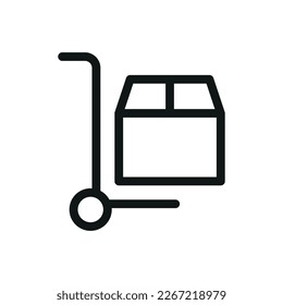 Delivery cart isolated icon, warehouse trolley vector symbol with editable stroke