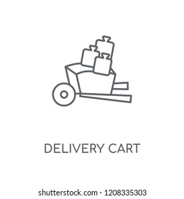 Delivery cart linear icon. Delivery cart concept stroke symbol design. Thin graphic elements vector illustration, outline pattern on a white background, eps 10.