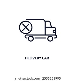 delivery cart outline icon.  Thin line icon from delivery and logistic collection. Editable vector isolated on white background