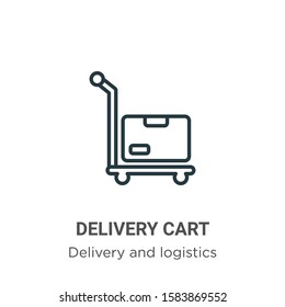 Delivery cart outline vector icon. Thin line black delivery cart icon, flat vector simple element illustration from editable packing and delivery concept isolated on white background