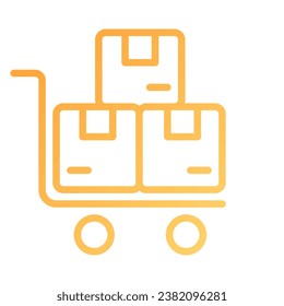 Icono de vector lineal de gradiente perfecto de píxel de carro de entrega. Equipo de almacén. Parcelas, transporte de mercancías. Almacenamiento. Símbolo de color de línea delgada. Pictograma de estilo moderno. Dibujo de contorno aislado del vector