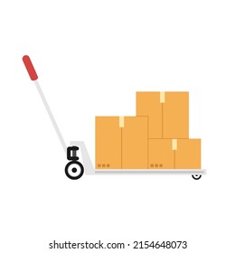 Delivery cart vector. Parcel on cart vector.