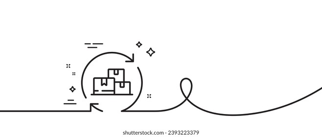 Delivery change line icon. Continuous one line with curl. Package location sign. Tracking parcel symbol. Delivery change single outline ribbon. Loop curve pattern. Vector