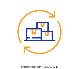 Delivery change line icon. Package location sign. Tracking parcel symbol. Colorful thin line outline concept. Linear style delivery change icon. Editable stroke. Vector