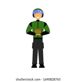 ilustración vectorial de caracteres de entrega, buena para el negocio de personajes, aplicación móvil de la página principal de la interfaz de usuario, aplicación móvil de transporte, medios sociales, etc